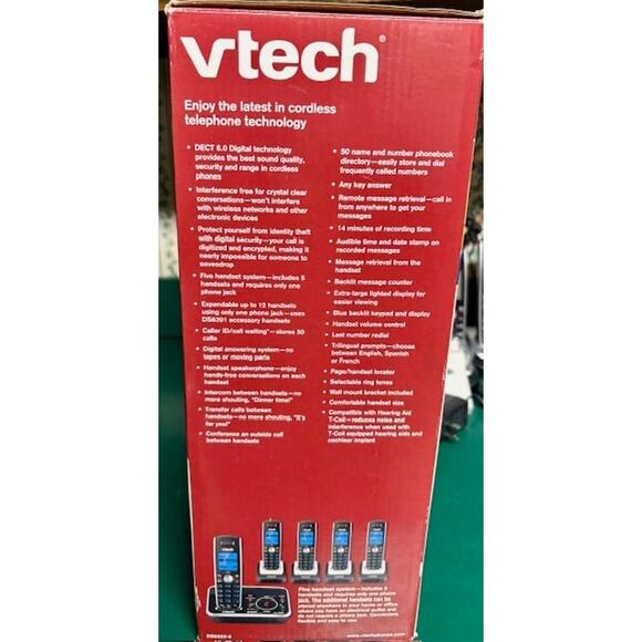 VTech DS6222-5 5.8 GHz Five Handsets Single Line Cordless Phone - Picture 3 of 8